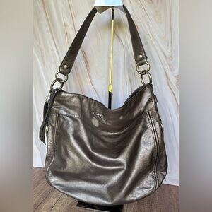 Vintage Coach Zoe Leather Shoulder Bag Pewter Sleek, Timeless, & Sophisticated